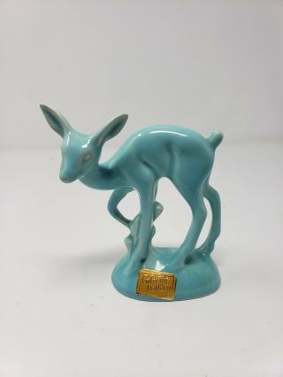 Haldeman Caliente California Pottery 351 Blue 5 " Deer Figurine 1933 - 1947 Vtg