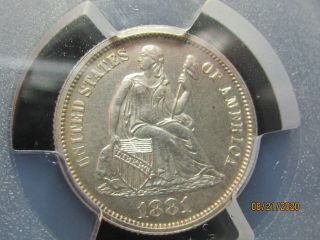 1881 PROOF SEATED LIBERTY DIME PCGS PR - 63 IT LOOKS SO MUCH NICER 3