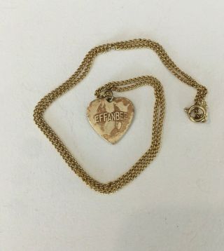 Vintage Metal Effanbee Doll Necklace Heart Charm With Chain For Dolls
