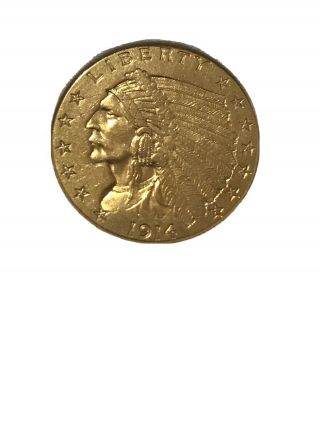1914 $2.  50 Dollar United States Indian Head Quarter Eagle Gold Coin $2 1/2