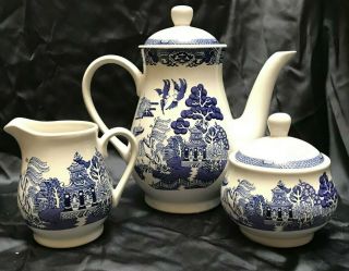 Royal Cuthbertson Blue Willow Coffee Pot Or Cream & Sugar 1 Or All 1,  Ship