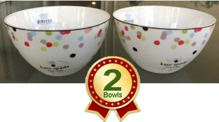Lenox Kate Spade Market Street Confetti Set Of 2 Soup Bowls,  Multicolor Dots