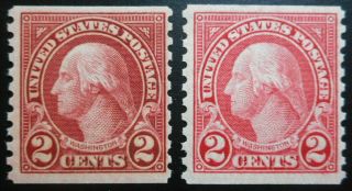 U.  S.  Stamps:scott 599b,  2c,  Carmine Lake,  The Regular Coil Issue Of 1923,  Oghr