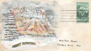 1011 3c Mt.  Rushmore Thornton Shaw Hand Painted " Of The Period " Cachet [833176]