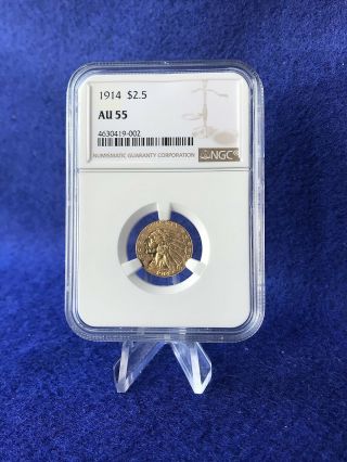 1914 Indian Head Gold $2.  50 Quarter Eagle Ngc Au55 About Uncirculated