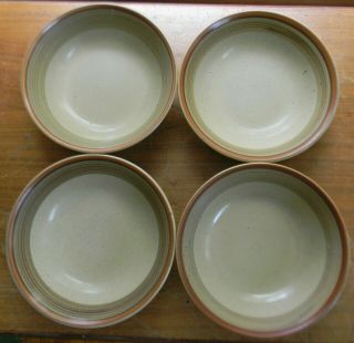 Four Vintage Mikasa Country Cabin 6.  75 " Cereal Bowls Potter 