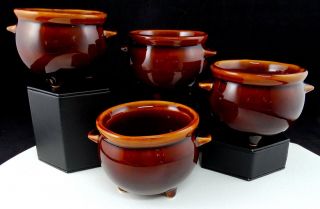 Coors Pottery Usa Brown Ware 4 Piece 3 Toed 2 3/4 " Cauldrons
