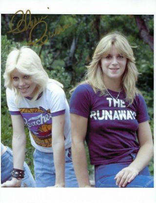 Cherie Currie Signed 8.  5x11 Photo Print With Sandy West The Runaways Promo Shoot
