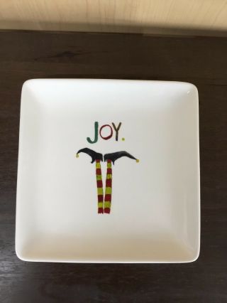 Rae Dunn By Magenta Set Of 4 Square Joy Wish Peace Christmas Holiday Plates