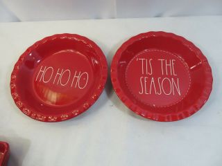 Rae Dunn Holiday Christmas Ho Ho Ho Tis The Season Red Pie Plates