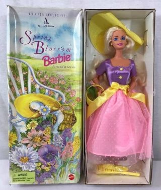 Avon Exclusive Collectible Spring Blossom Barbie Dolls 1995 Box Opened