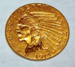 1914 $2 1/2 Dollar $2.  50 Gold Indian Head Quarter Eagle Rare Coin