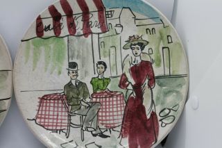 Italian Hand Painted Cafe de Paris Plates set of 4 2