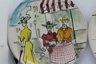 Italian Hand Painted Cafe de Paris Plates set of 4 3