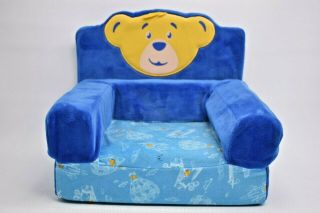 Build A Bear Soft Blue Sofa Chair Bed For Plush Dolls Airplanes Pull Out Fold