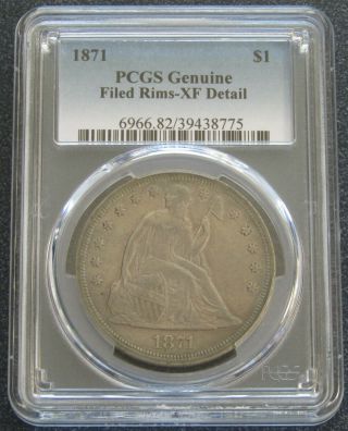 1871 Seated Liberty Silver Dollar $1 Pcgs Xf Details - 39438775