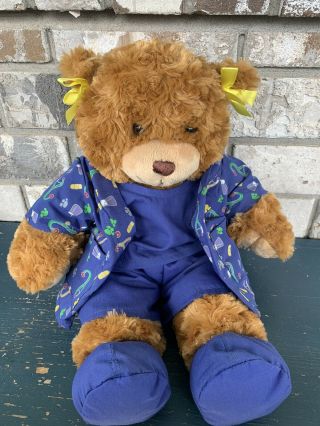 Build A Bear 17 " Plush Brown And Tan Teddy Bear W/ Scrub Outfit P9