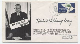 1963 Nov.  23 Lbj Cover With Hubert Humphrey Autograph [y4287]