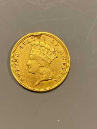 1856 Indian Princess $3 Dollar Gold Piece Coin 4.  90 G