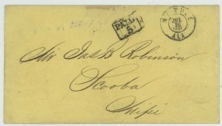 Mr Fancy Cancel Csa Stampless Cover Mobile Ala 1861 Dcds Paid 5 In A Box Cv$200