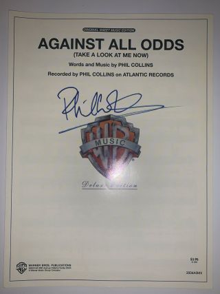 Phil Collins Signed Against All Odds Sheet Music Autographed