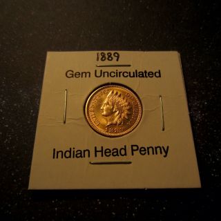 1889 Indian Head Cent: Gem Bu Ms Unc / Rare Lamination Die Crack Cud Error Coin