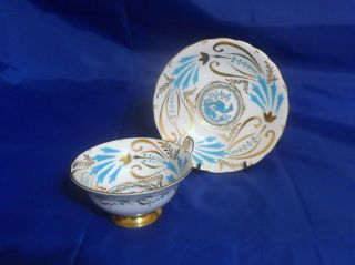 Royal Chelsea Cup & Saucer Turquoise Bird Of Paradise 3800a - Scalloped
