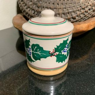 Nicholas Mosse Pottery Holly And Ivy 4 1/2 " Sugar Bowl With Lid Ireland