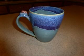 Healing Touch Pottery Blue Mug With Pink Stone In Handle Hampshire