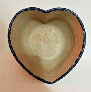 Vntg Studio Art Pottery Thrown Stoneware Heart Shaped Bowl Glaze Artist Signed