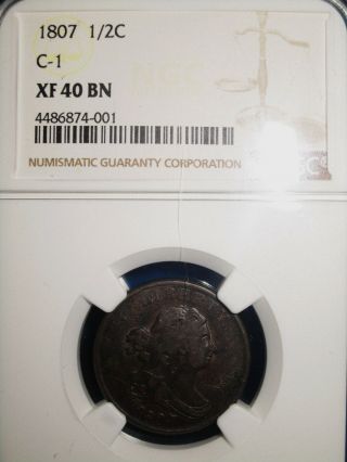 1807 Draped Bust Half Cent 1/2c Ngc Xf40