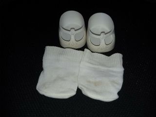 Cabbage Patch Kids Vtg Cream Mary Jane T - Strap Doll Shoes Socks Incl.