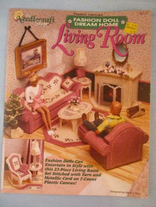 Plastic Canvas Fashion Doll Barbie Dream House Living Room Furniture Patterns