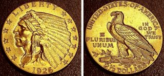 1926 Quarter Eagle,  $2.  5 Gold Indian,
