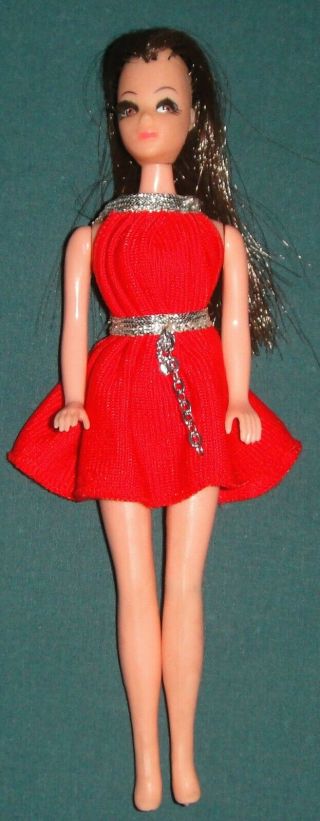 1970 Topper Dawn Doll With Red Party Dress