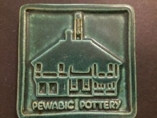 Pewabic Detroit Art Pottery Tile 4 " Incized Jefferson Ave Building