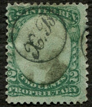Rb2b - Green & Black - Two Cent Proprietary - X.  B.  Hand Stamp - S&h