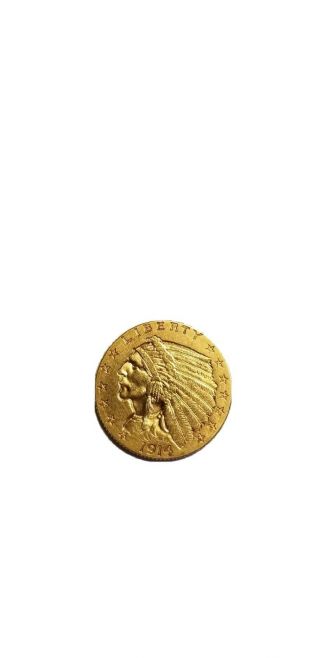 1914 - D Us 2 1/2 Dollar Quarter Eagle Gold Coin $2.  50 Indian Au