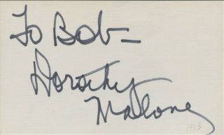 Dorothy Malone In - Person Autograph
