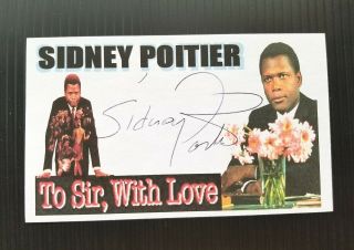" To Sir With Love " Sidney Poitier " Sir " Autographed 3x5 Index Card