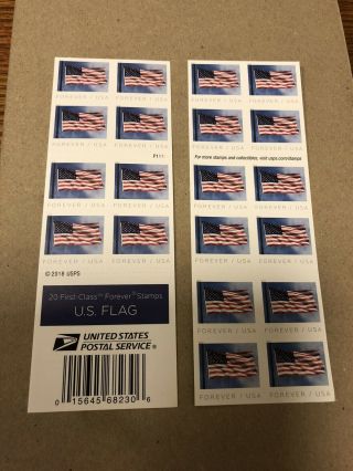First Class Flag Forever Stamps - Booklet Of 20/5 Books $45.  00