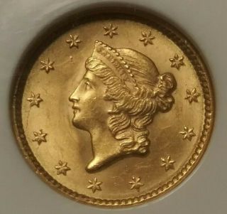 1851 Liberty Head Gold $1 Dollar Ngc Ms 63 Lustrous High Detail