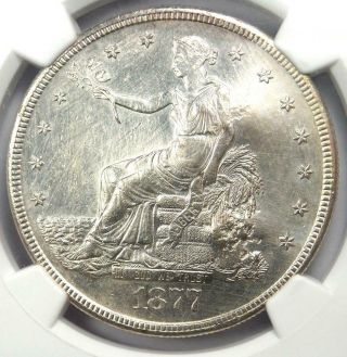 1877 - S Trade Dollar T$1 (micro S) - Ngc Uncirculated With Chop Marks (unc Ms)