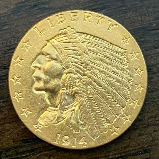 1914 $2.  50 Gold Indian Head Quarter Eagle Gold Indian