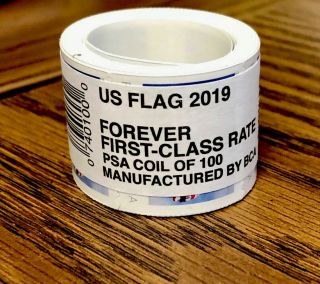 One (1) Roll /coil Of 2019 Us Flag Forever Apu 100 Postage Stamps 5342