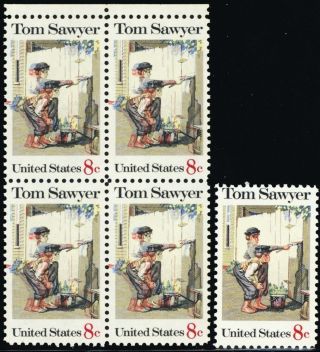 1470,  8¢ Tom Sawyer Block With Color Shift Error Makes For Doubling Stuart Katz