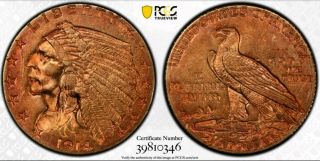 1914 D $2.  5 Gold Quarter Indian Meteoric Red Fireball Toning : -)