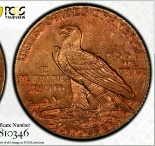 1914 D $2.  5 Gold Quarter Indian Meteoric red fireball toning : -) 3