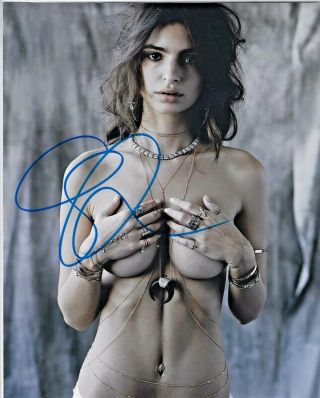 Emily Ratajkowski Topless Signed 8x10 Photo With