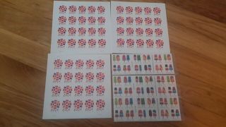 Frozen Treats And Love Forever Postage Stamps 3 Sheets Of 20 Stamps Of Both
